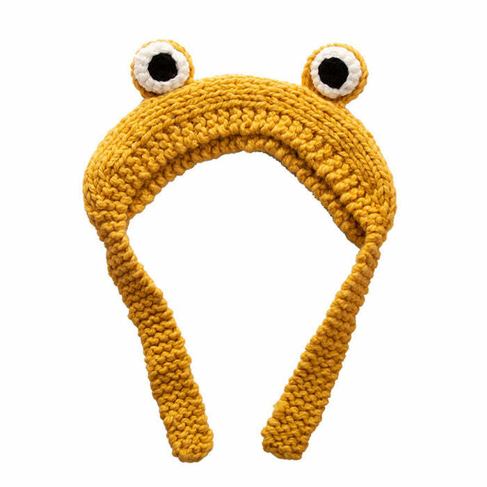 Y2K Aesthetic Frog Crochet Hat - Cute & Comfy for Unique Outfits