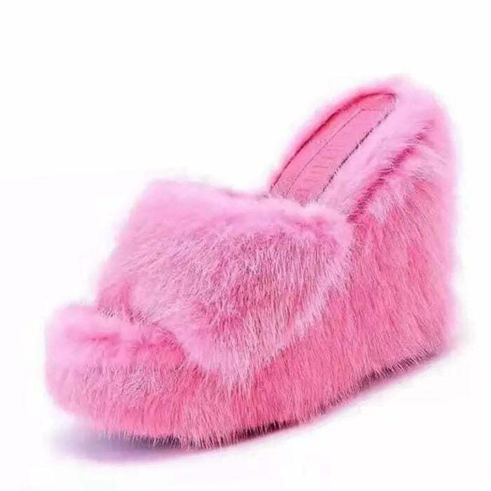 Y2K Aesthetic Fur Sandals for Cozy Grunge and Coquette Outfits