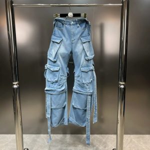 Y2K Aesthetic Heavy Duty Denim Cargo Pants for Trendy Outfits