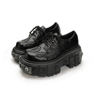 Y2K Aesthetic Hellbound Platform Derby Shoes for Grunge Style Lovers