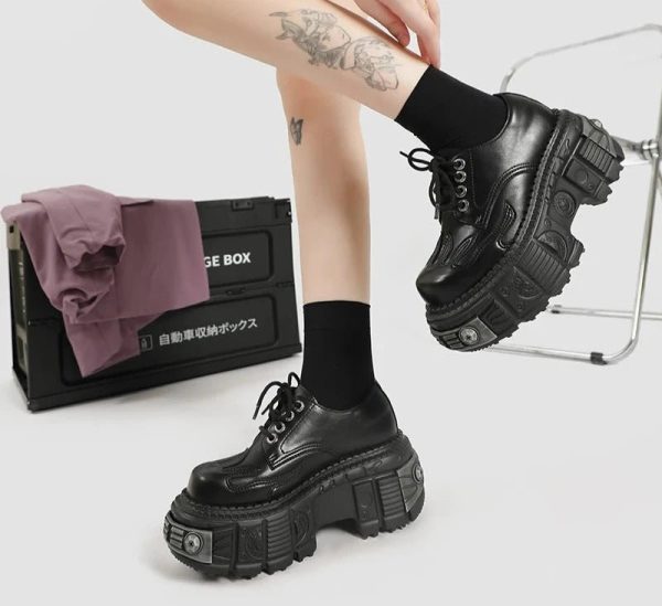 Y2K Aesthetic Hellbound Platform Derby Shoes for Grunge Style Lovers