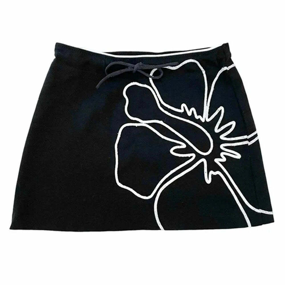 Y2K Aesthetic Hibiscus Cargo Skirt for Trendy Coquette Style Outfits