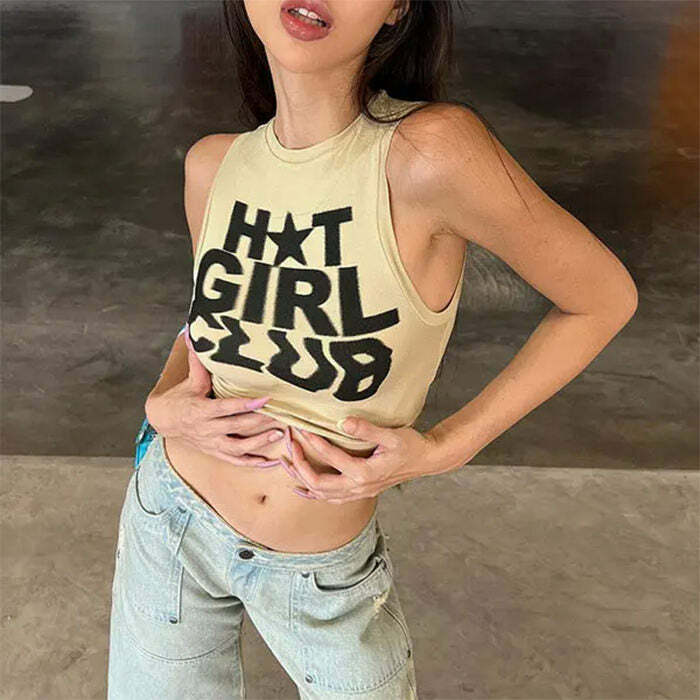 Y2K Aesthetic Hot Girl Club Crop Top - Cute & Comfy Party Essential