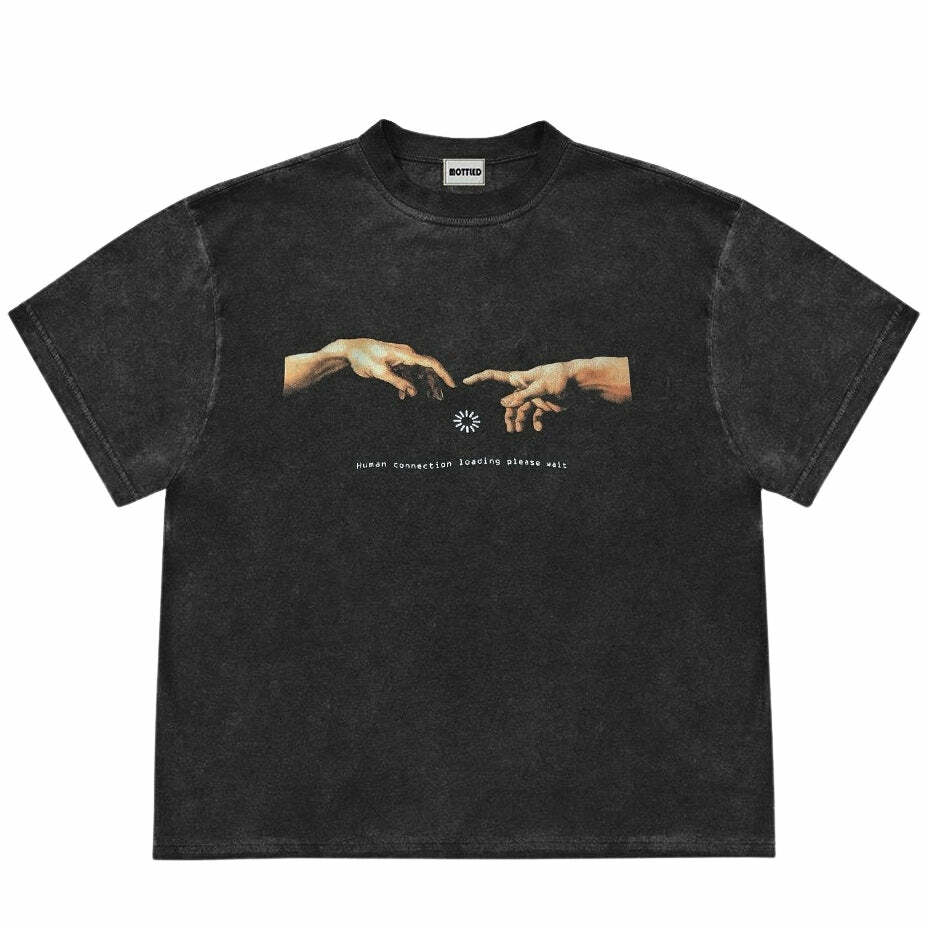 Y2K Aesthetic Human Connection Graphic Tee - Comfy & Cute Top