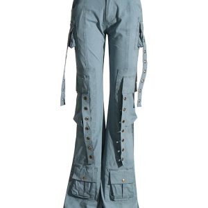 Y2K Aesthetic Hybrid Harness Split Jeans for Trendy Grunge Style