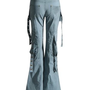 Y2K Aesthetic Hybrid Harness Split Jeans for Trendy Grunge Style