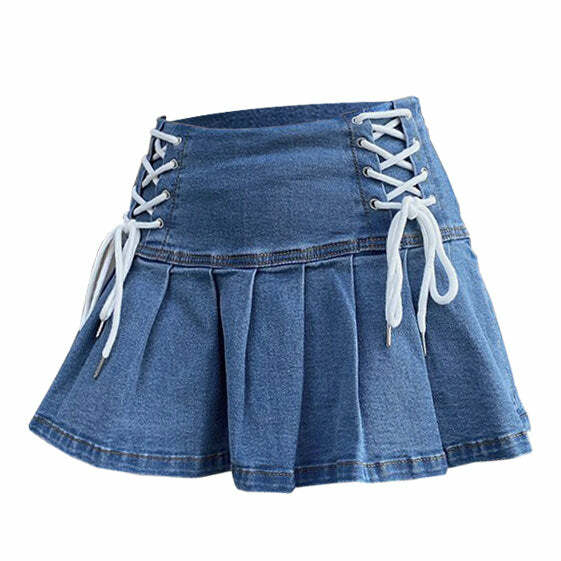 Y2K Aesthetic It's All Love Denim Skirt for Trendy Outfits