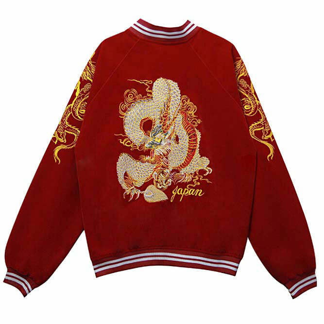 Y2K Aesthetic Japanese Dragon Bomber Jacket for Trendy Outfits