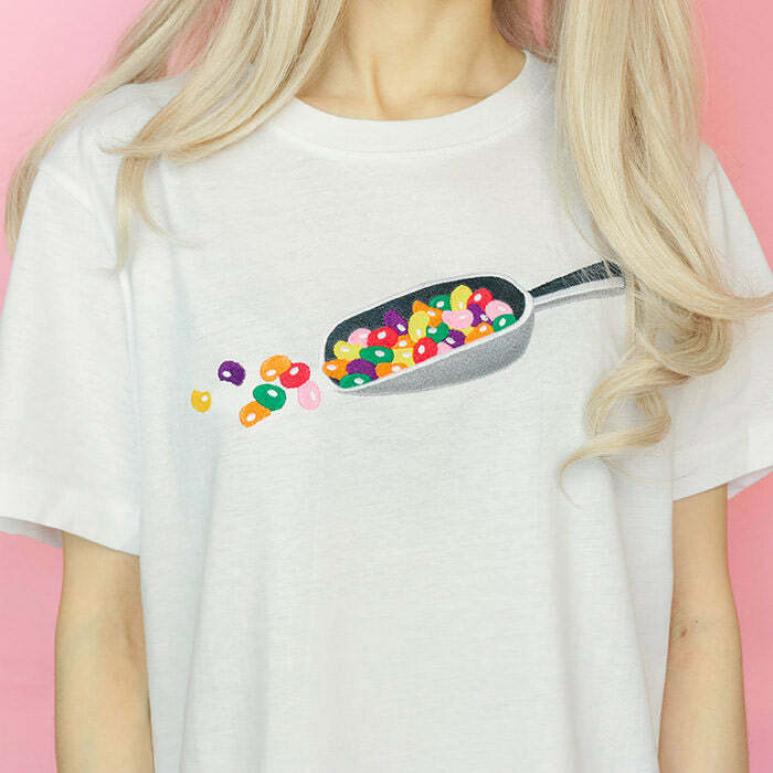 Y2K Aesthetic Jelly Beans Tee - Cute Pastel Goth Graphic Top