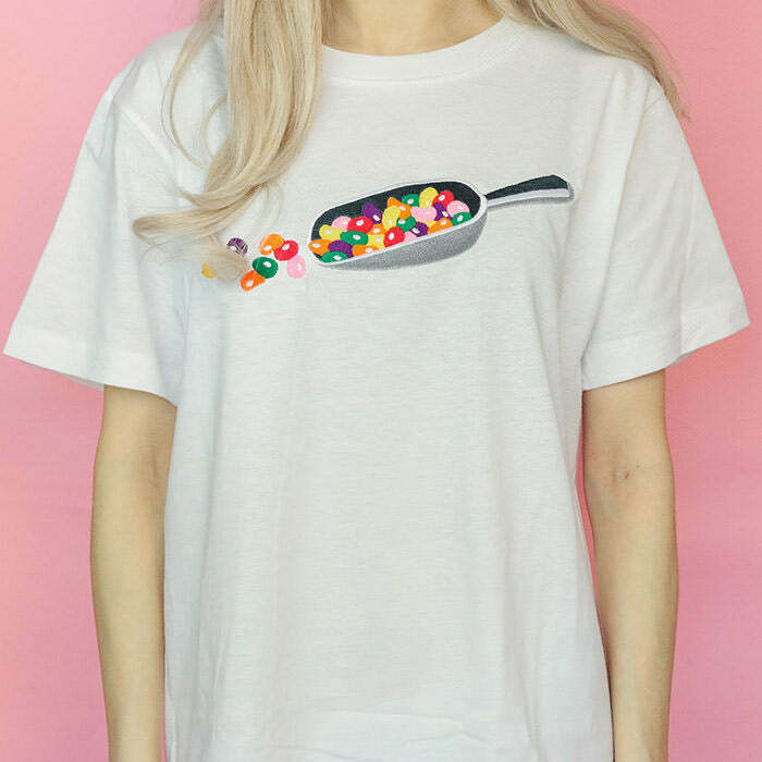 Y2K Aesthetic Jelly Beans Tee - Cute Pastel Goth Graphic Top