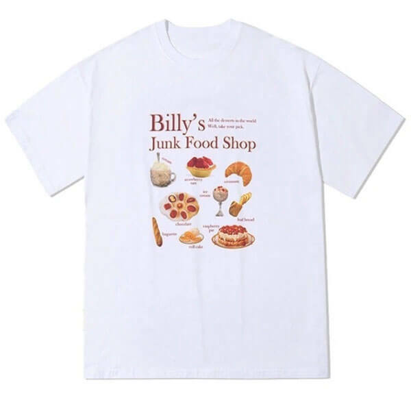 Y2K Aesthetic Junk Food Shop Graphic Tee - Cute & Comfy Style