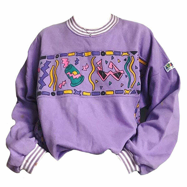 Y2K Aesthetic Lavender Sweatshirt - Comfy 90's Style for Trendy Looks