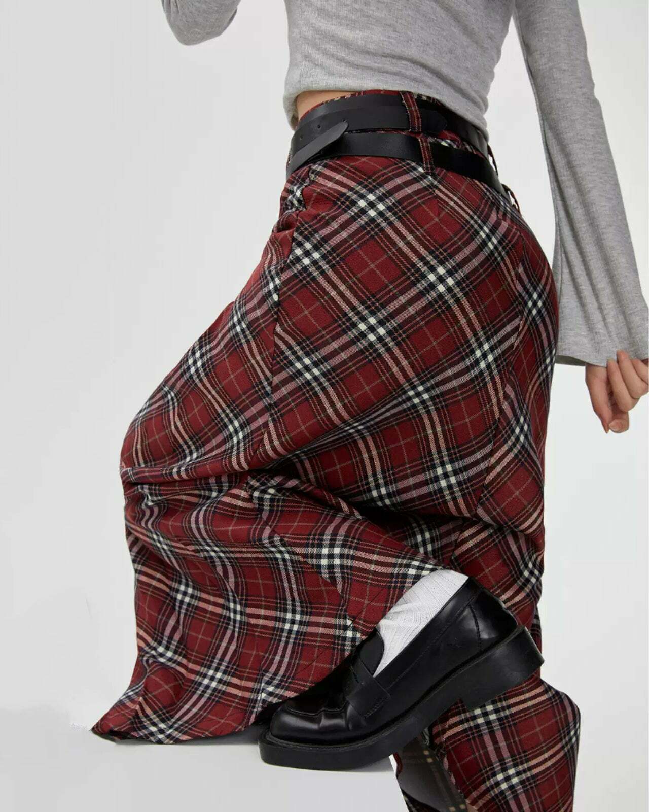 Y2K Aesthetic London Bridge Plaid Maxi Skirt for Trendy Outfits