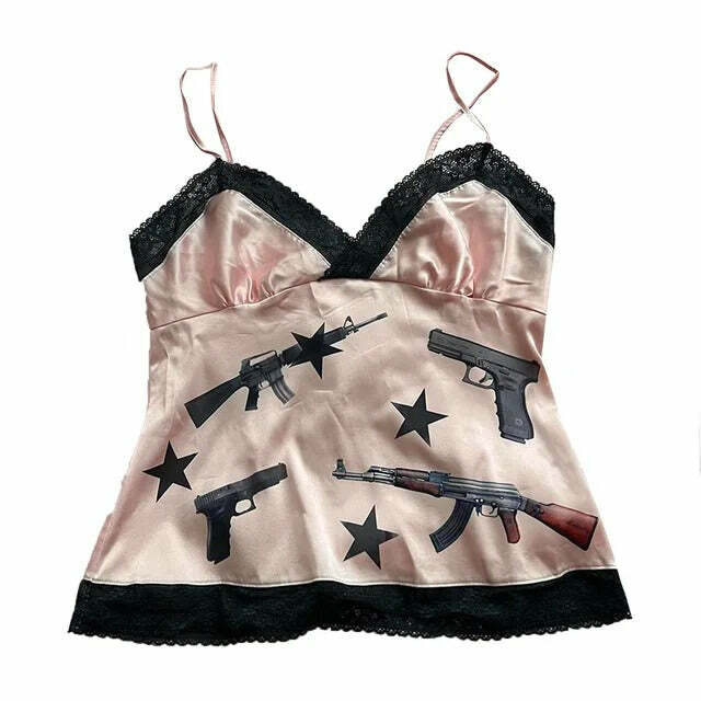 Y2K Aesthetic Love Roulette Gun Tank Top in Soft Pink for Cute Outfits