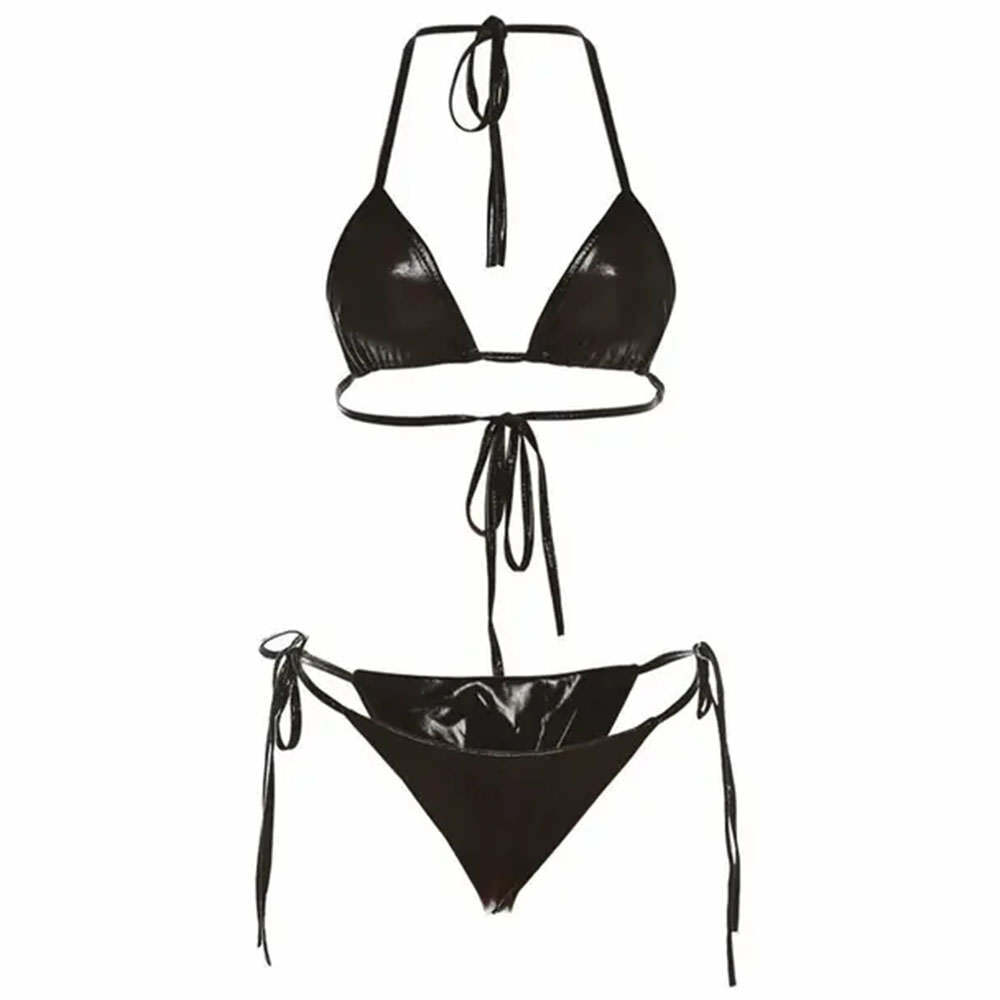 Y2K Aesthetic Metallic Bikini Set for Trendy Summer Vibes