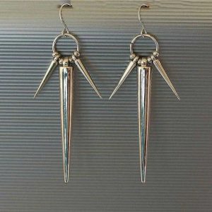 Y2K Aesthetic Metallic Spike Drop Earrings for Grunge and Coquette Styles