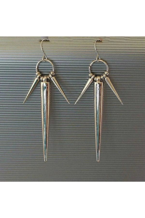 Y2K Aesthetic Metallic Spike Drop Earrings for Grunge and Coquette Styles