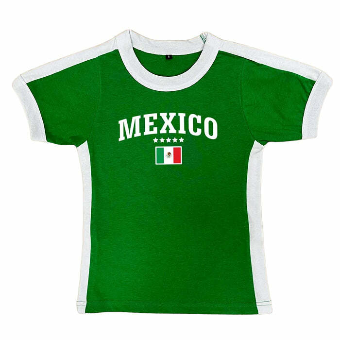 Y2K Aesthetic Mexico Raglan Baby Tee - Cute Top for Coquette Style