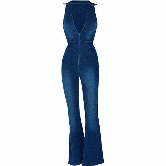 Y2K Aesthetic Nostalgic Games Denim Jumpsuit for Trendy Outfits