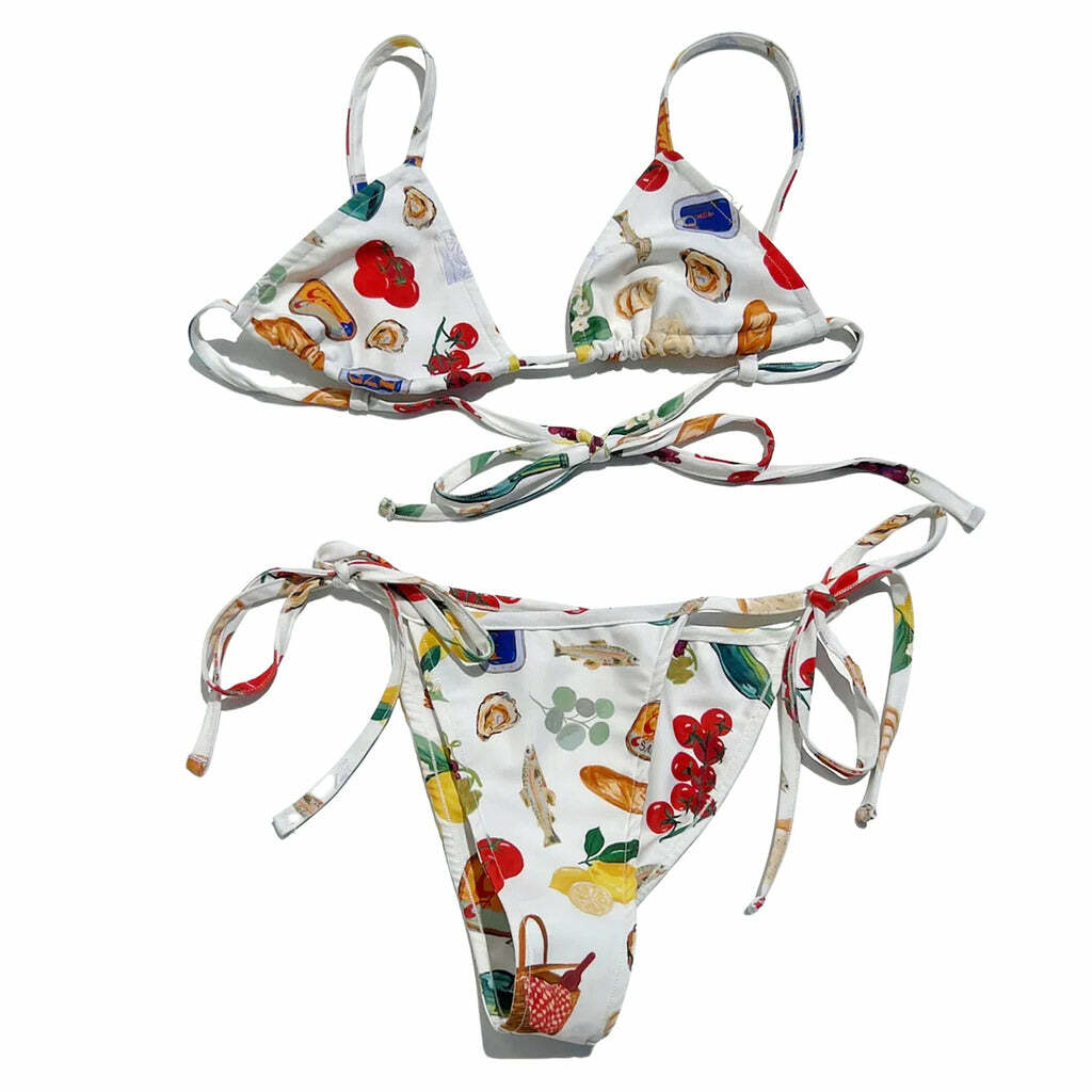 Y2K Aesthetic Picnic in Provence Bikini Set for Trendy Summer Vibes