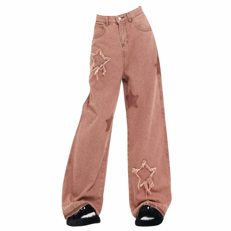 Y2K Aesthetic Pink Jeans for a Cute Coquette and Grunge Style