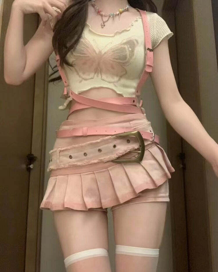 Y2K Aesthetic Pink Micro Skort for Cute Outfits and Coquette Style