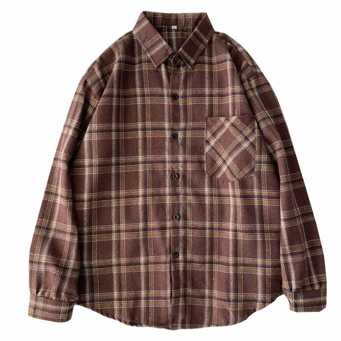 Y2K Aesthetic Plaid Shirt for Dark Academia & Grunge Style Lovers