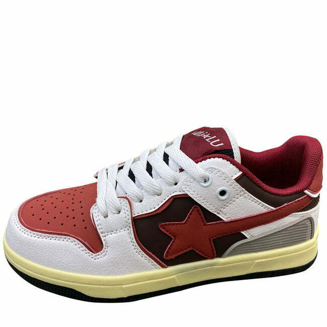 Y2K Aesthetic Red & Grey Shooting Star Sneakers for Trendy Outfits