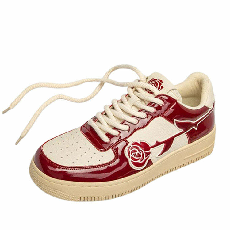 Y2K Aesthetic Red Rose Sneakers for Cute and Comfy Outfits