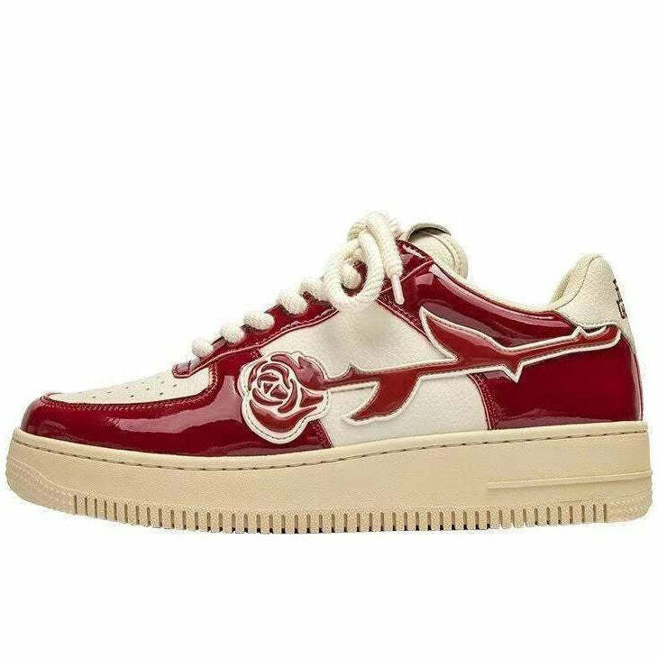 Y2K Aesthetic Red Rose Sneakers for Cute and Comfy Outfits