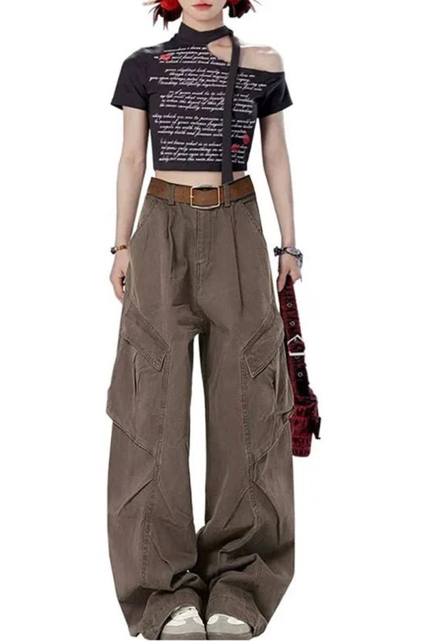 Y2K Aesthetic Retro Utility Cargo Pants for Trendy Outfits