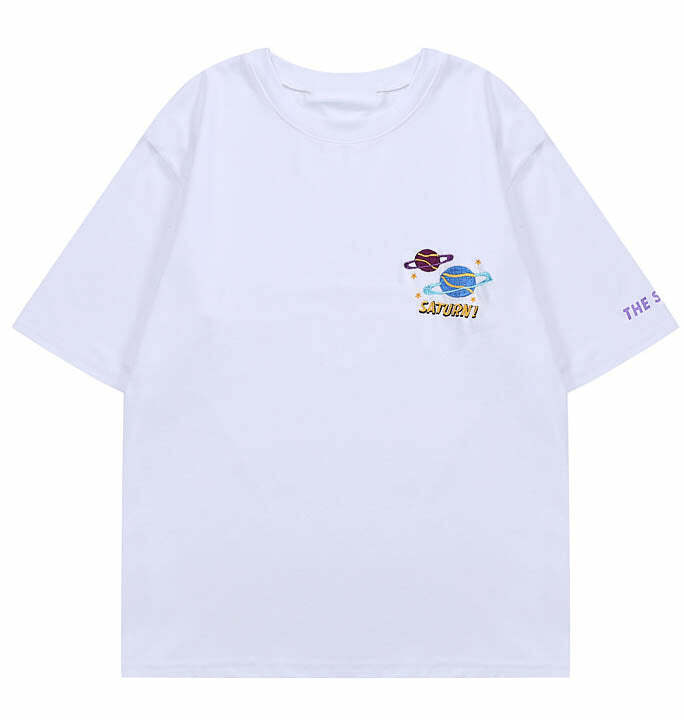 Y2K Aesthetic Saturn T-Shirt - Cute Graphic Tee for Trendy Outfits