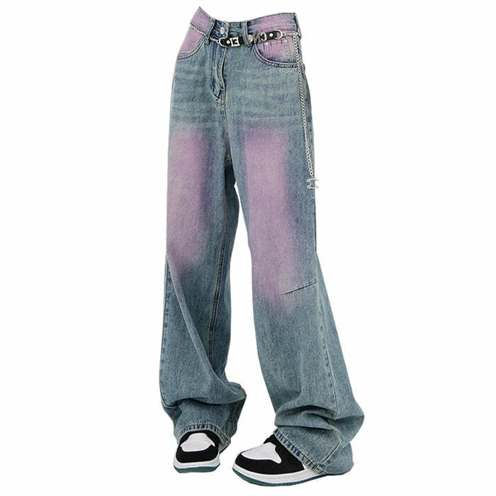 Y2K Aesthetic Skater Girl Baggy Jeans for Trendy Grunge Outfits