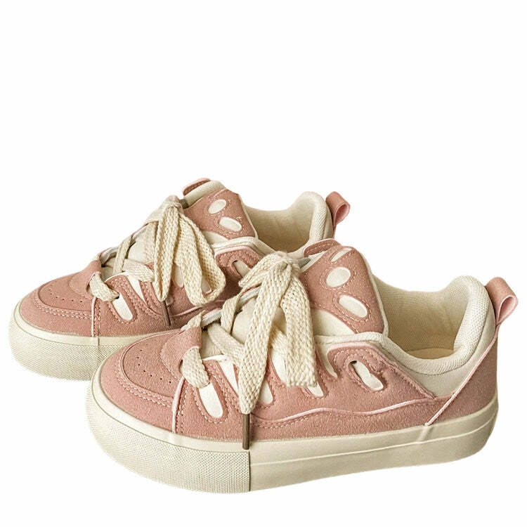 Y2K Aesthetic Skater Girl Pink Sneakers for Trendy Outfits