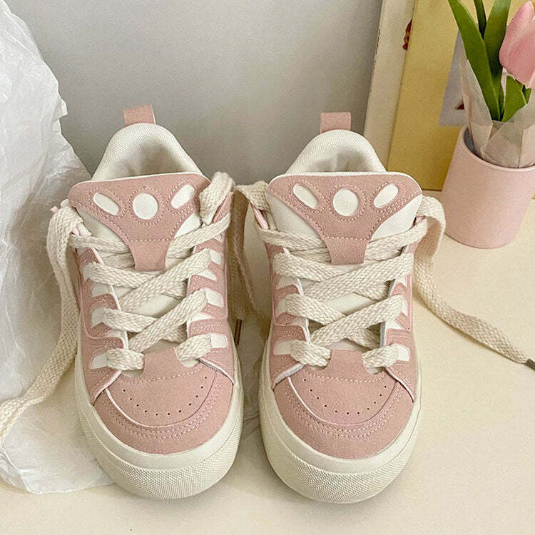 Y2K Aesthetic Skater Girl Pink Sneakers for Trendy Outfits