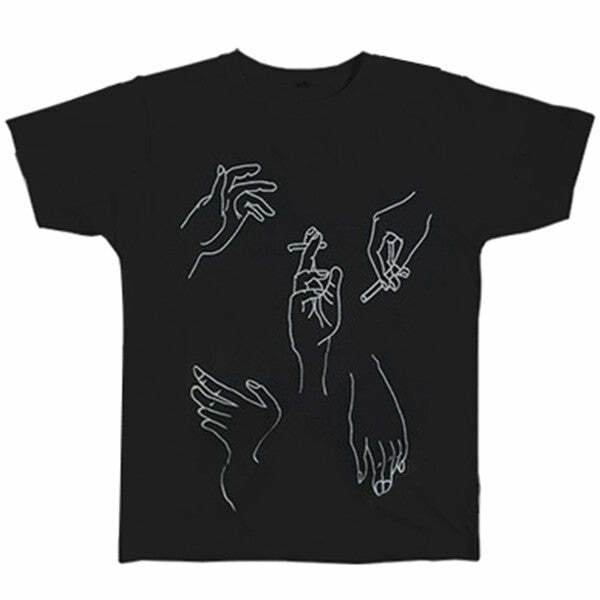 Y2K Aesthetic Smoking Hands T-Shirt - Cute Grunge Style Top