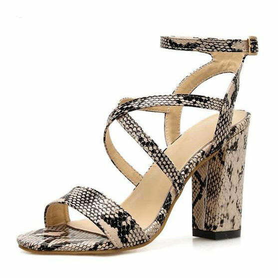 Y2K Aesthetic Snakeskin Heeled Sandals for Trendy Outfits