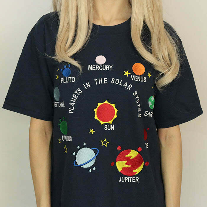 Y2K Aesthetic Solar System T-Shirt - Cute Graphic Tee for Trendy Looks