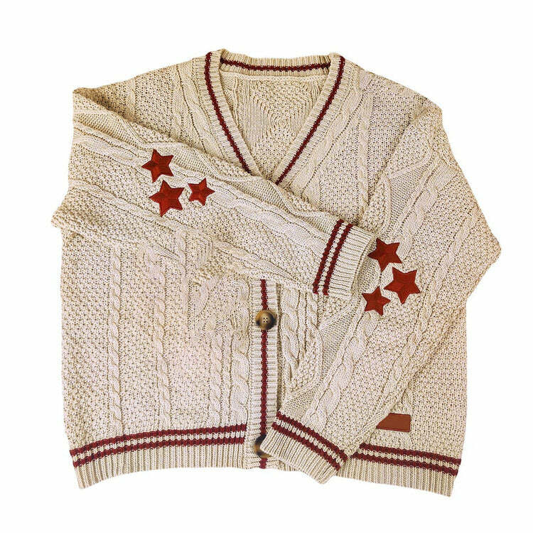 Y2K Aesthetic Star Cardigan for Preppy and Grunge Style Lovers