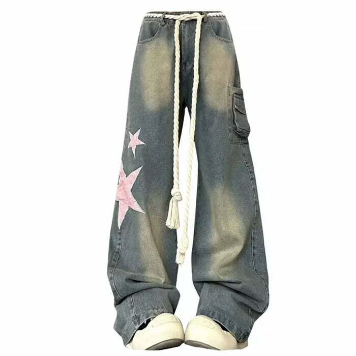 Y2K Aesthetic Star Jeans for Trendy Grunge and Coquette Outfits