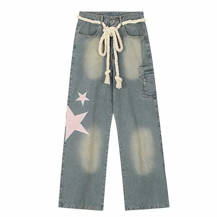 Y2K Aesthetic Star Jeans for Trendy Grunge and Coquette Outfits