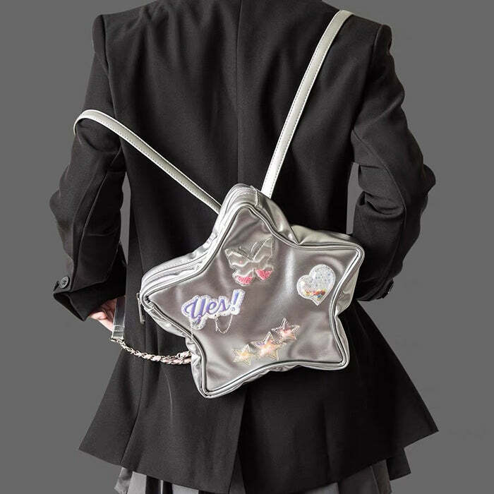 Y2K Aesthetic Star-Shaped Backpack for Cute Outfits and Grunge Style