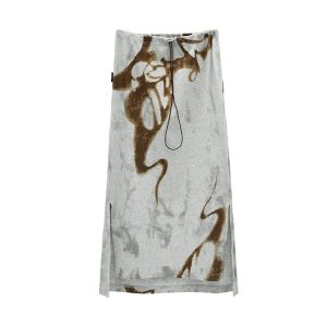 Y2K Aesthetic Storm Swirl Maxi Skirt for Trendy Coquette Style