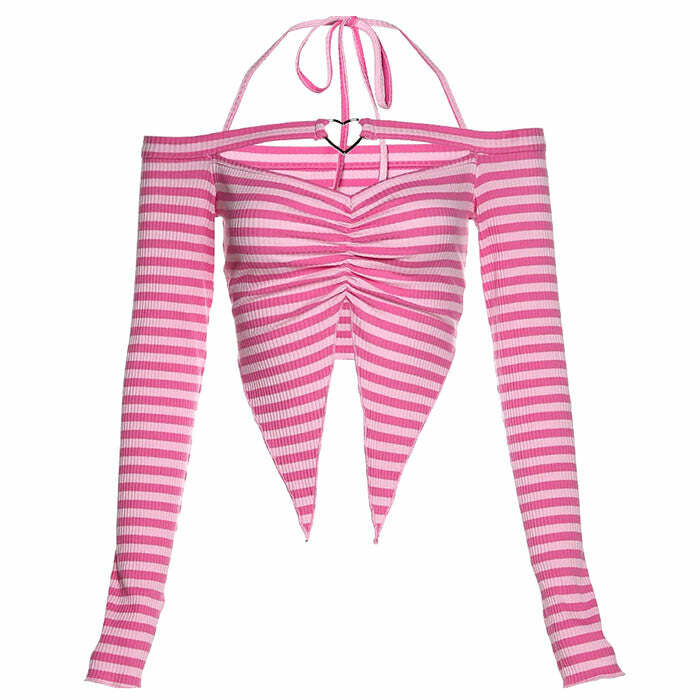 Y2K Aesthetic Striped Top: Cute and Comfy for Grunge and Coquette Styles