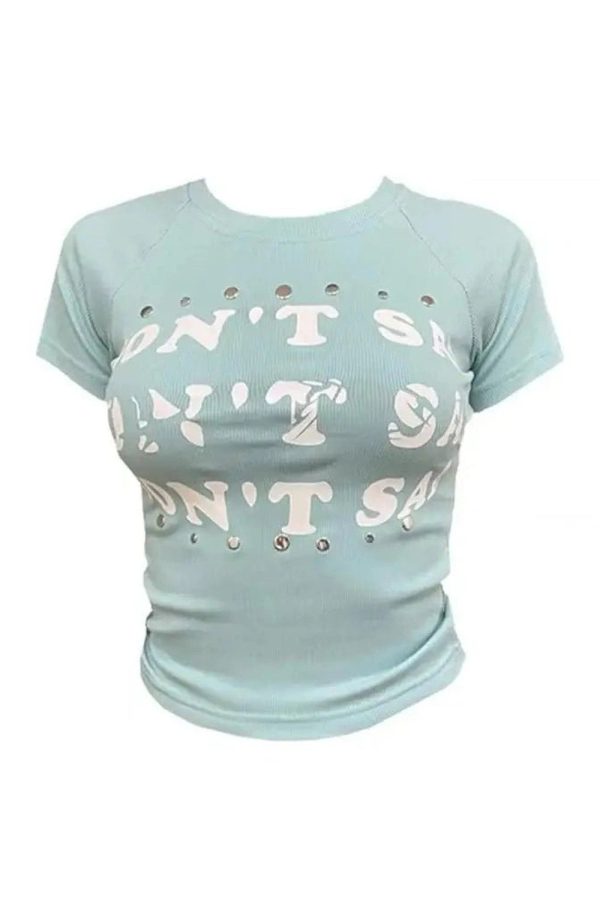 Y2K Aesthetic Studded Graphic Baby Top for Trendy Outfits