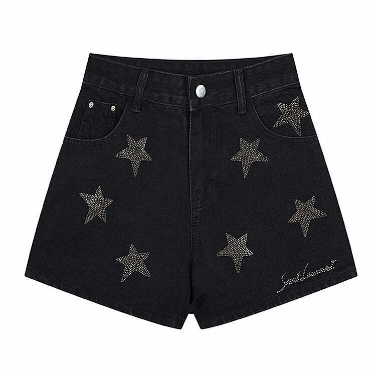 Y2K Aesthetic Superstar Behavior Rhinestone Shorts for Trendy Outfits