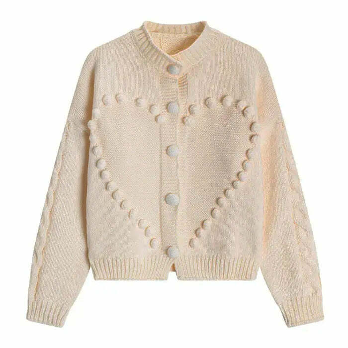 Y2K Aesthetic Sweetheart Knit Cardigan for Cozy Fall Outfits