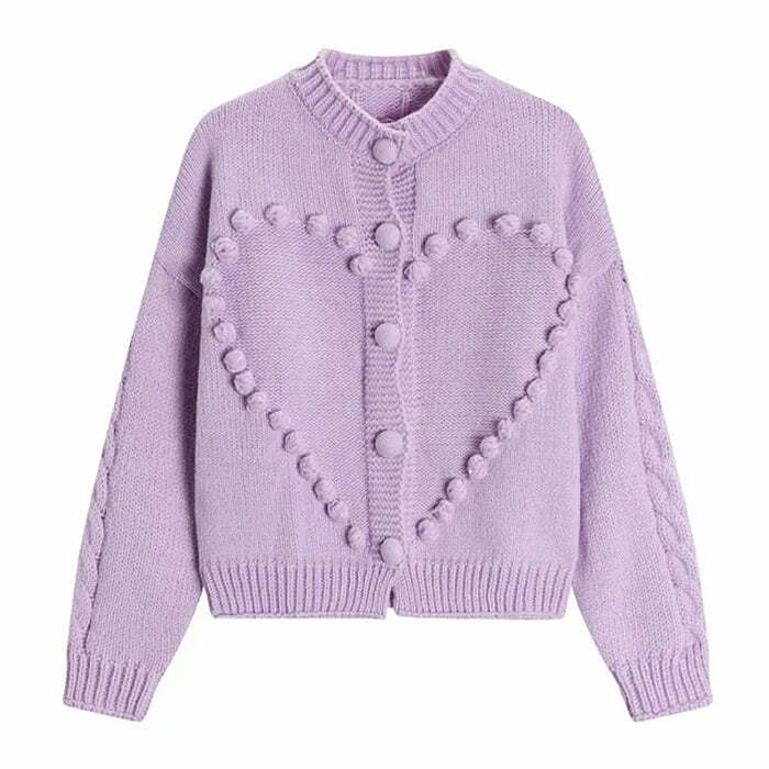 Y2K Aesthetic Sweetheart Knit Cardigan for Cozy Fall Outfits