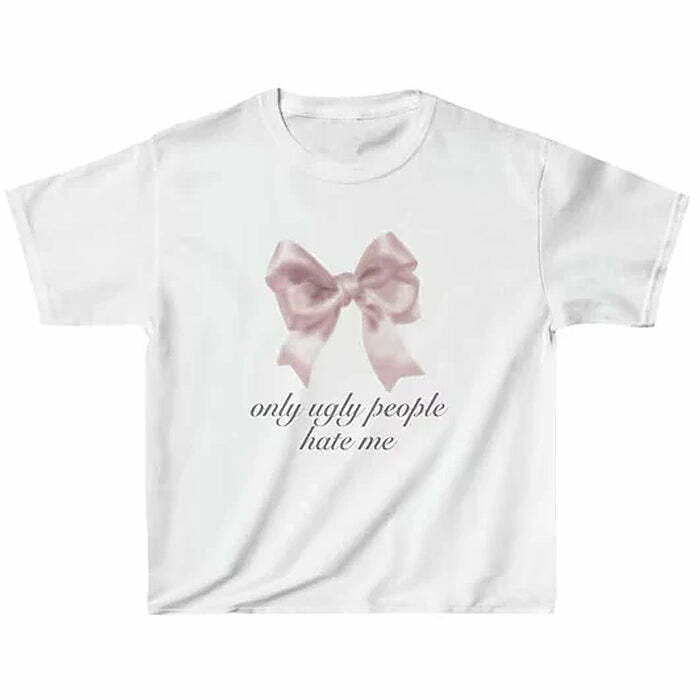 Y2K Aesthetic 'Ugly People Hate Me' Tee - Cute Grunge Style Top