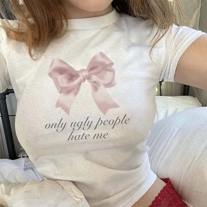 Y2K Aesthetic 'Ugly People Hate Me' Tee - Cute Grunge Style Top